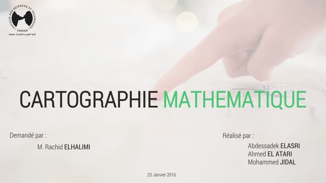 Cartographie mathématique et application avec R 