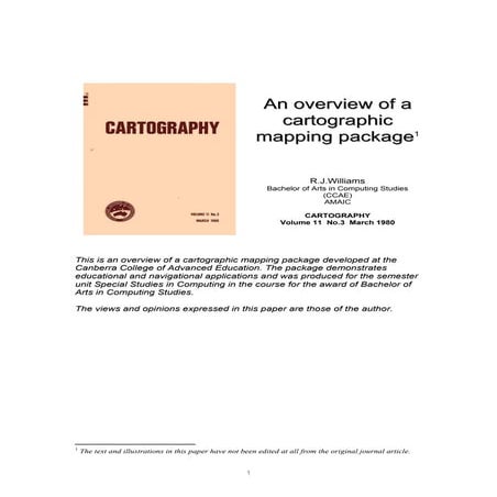 An Overview of a Cartographic Package