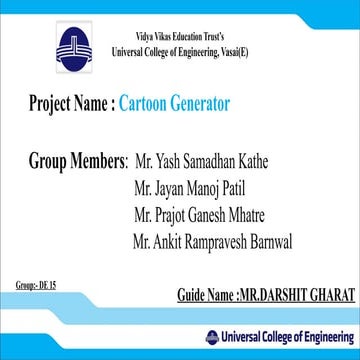 Cartoon Generator PPT ( College Report Presentation)