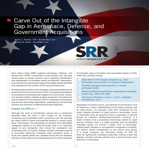 Carve Out Of The Intangible Gap In Aerospace Defense And Government Acquisitions