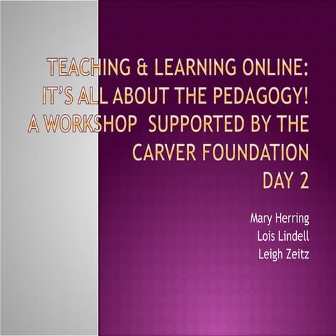Teaching & Learning Online: It's All About the Pedagogy!!  Day 2