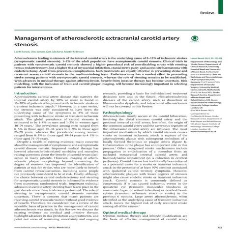 Management of carotid artery atherosclerosis | PDF