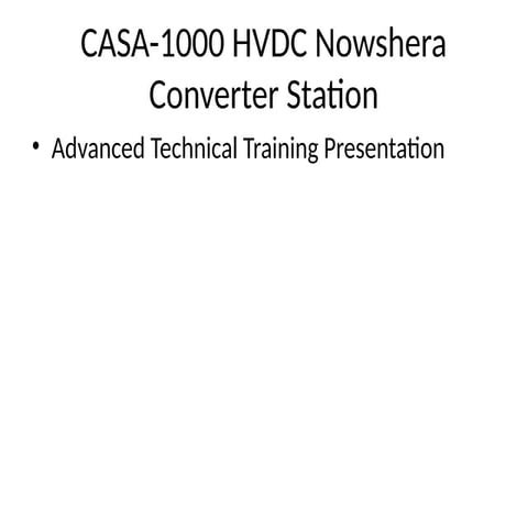 Comprehensive Technical Training on CASA-1000 HVDC Nowshera Converter ...