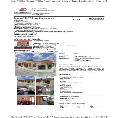 Casa en venta fracc francisco de montejo merida yucatan www.casasenlinea.mx.php