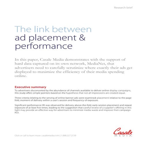 The Link between ad placement and performance