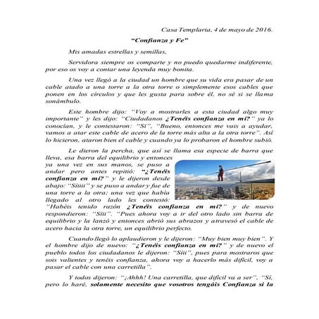 Confianza y Fe - Casa Templaria 04  mayo 2016