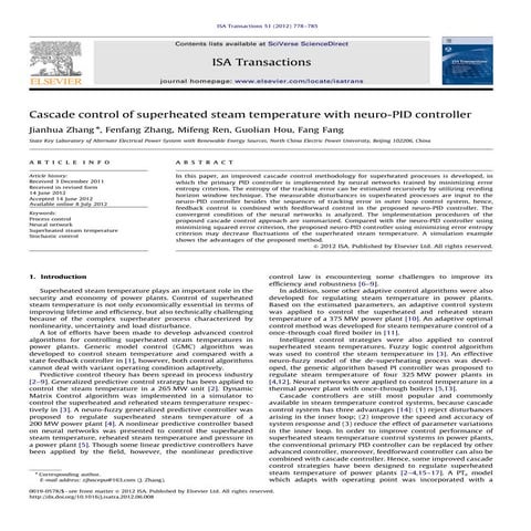 Cascade control of superheated steam temperature with neuro PID controller