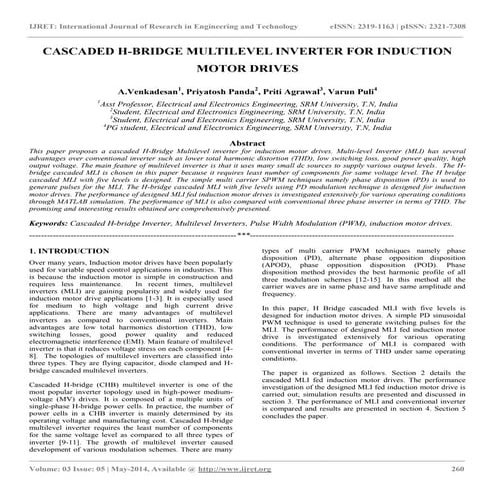 Cascaded h bridge multilevel inverter for induction motor drives