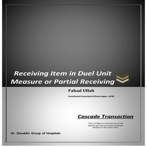 Cascade Receiving (Oracle- Purchasing)