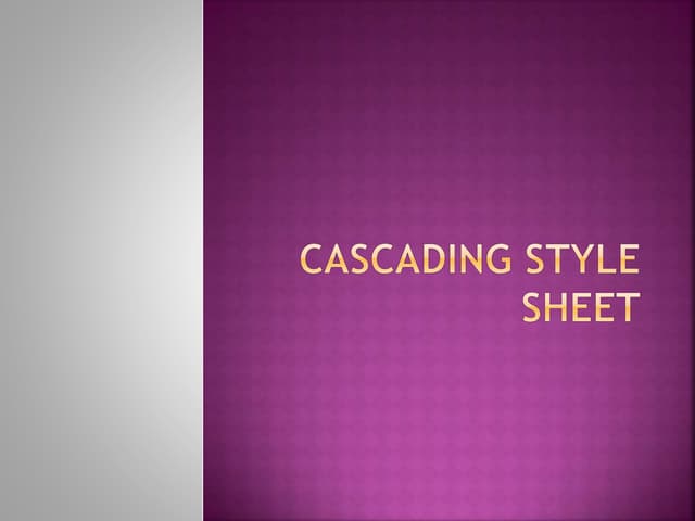 Cascading style sheet | PPTX