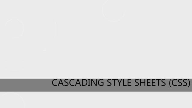 Cascading Style Sheets (CSS)