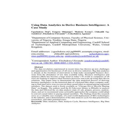 Using data analytics to drive BI A case study