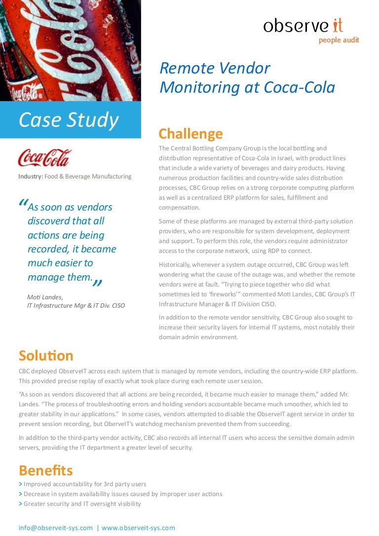 Coca-cola case study with solutions picture