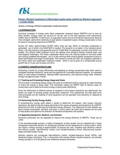 Case Study - STP Power Saving - Bacterial Culture