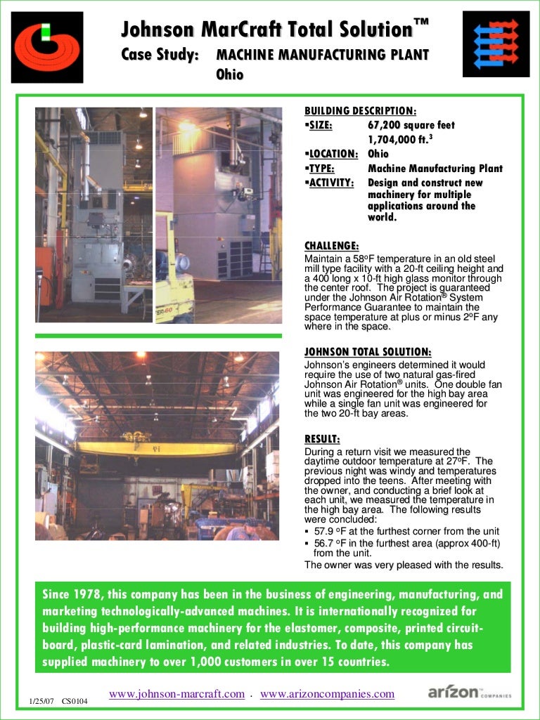Case Study Machine Manufacturing Plant