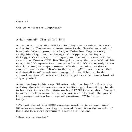 Case 17 Costco Wholesale Corporation Ankur Anand Ch