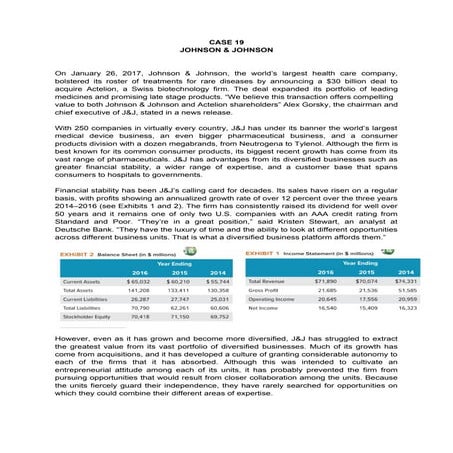 CASE 19 JOHNSON & JOHNSON (A case Study)