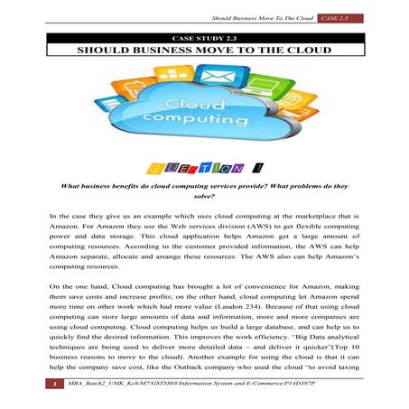Case 2.3 - Should Business Move to the Cloud