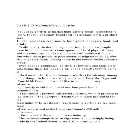 CASE 27 McDonald’s and Obesitythat use celebrities to mar.docx