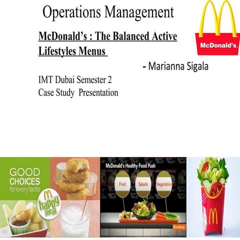 McDonald’s : The Balanced Active Lifestyles Menus 