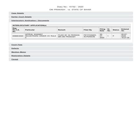 M.A.D.NO. 15192 dated 20.07.2020 at Supreme Court of India