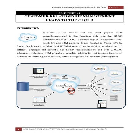 Case : Customer Relationship Management Heads to the Cloud
