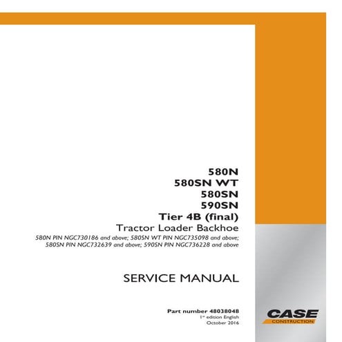 Case 580 sn four wheel drive (4wd) tier 4b (final) tractor loader ...