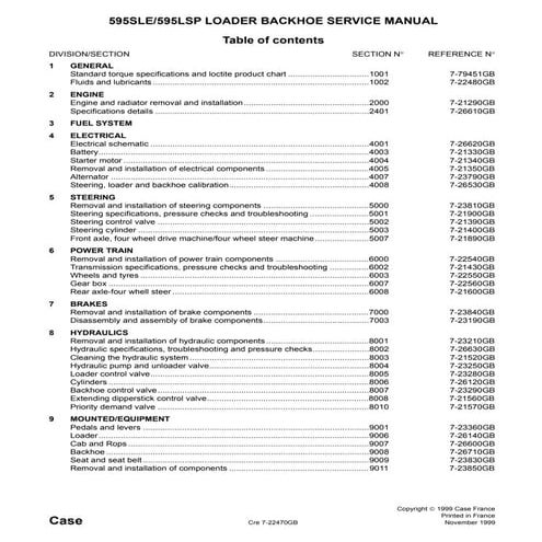 Case 595 sle loader backhoe service repair manual | PDF