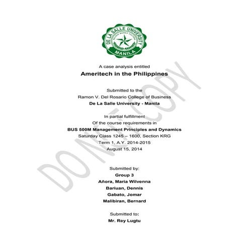 Case 8 Ameritech in the Philippines