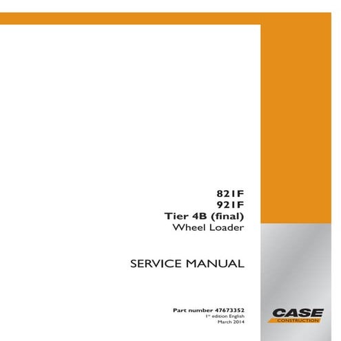 Case 921 f tier 4b (final) wheel loader service repair manual | PDF