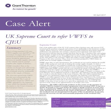 Case Alert HMRC v VWFS - Supreme Court | PDF