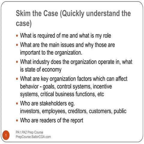 Case analysis approach