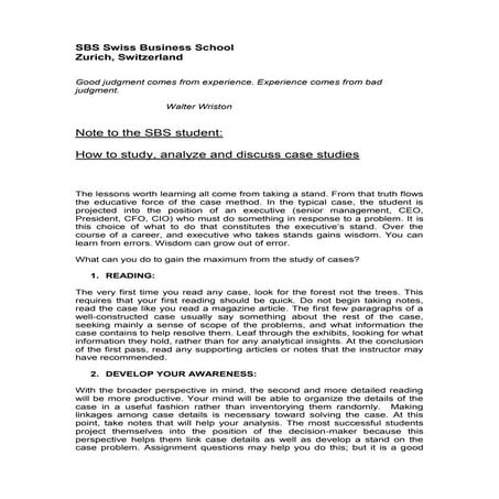 Case analysis how to
