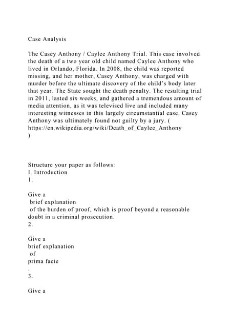 Project 1 Case AnalysisThe Casey Anthony Caylee Anthony Trial.docx