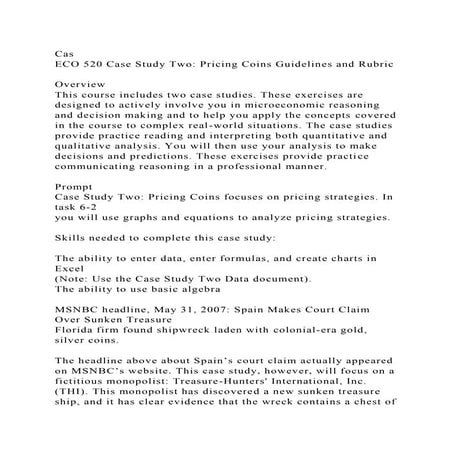 CasECO 520 Case Study Two Pricing Coins Guidelines and Rubric.docx
