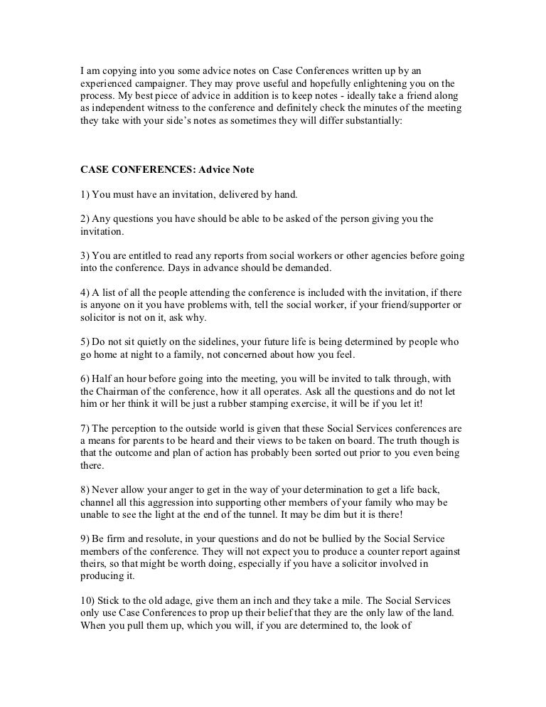 Case conference notes