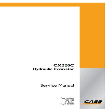 Case cx220 c hydraulic excavator service repair manual