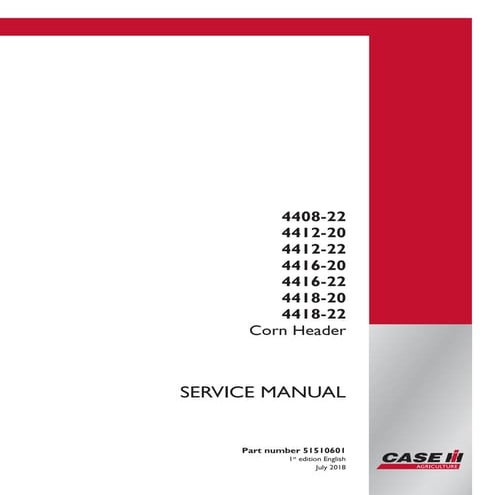 Case ih 4412 20 corn header service repair manual | PDF