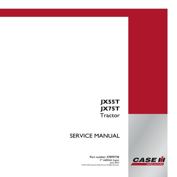 Case ih jx75 t tier 1 engine, 2wd tractor service repair manual