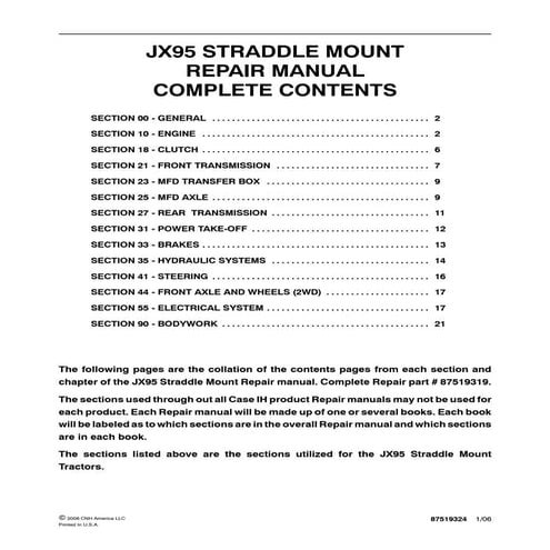 Case ih jx95 straddle mount service repair manual | PDF