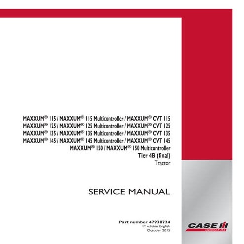 Case ih maxxum 135 tier 4 b (final) tractor service repair manual | PDF