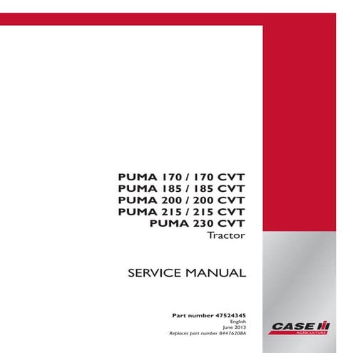 Case ih puma 170 tractor service repair manual | PDF