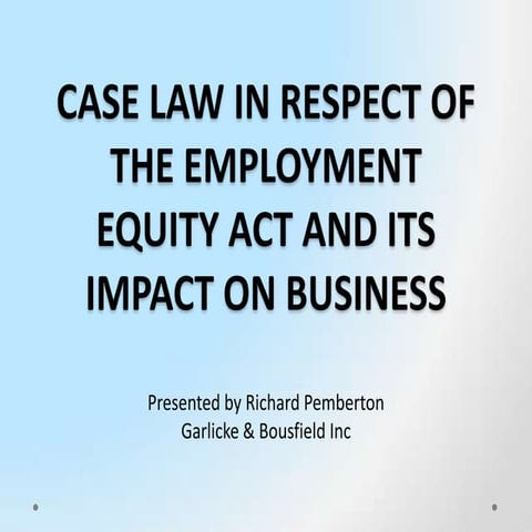 Case law in respect of the employment equity (2)