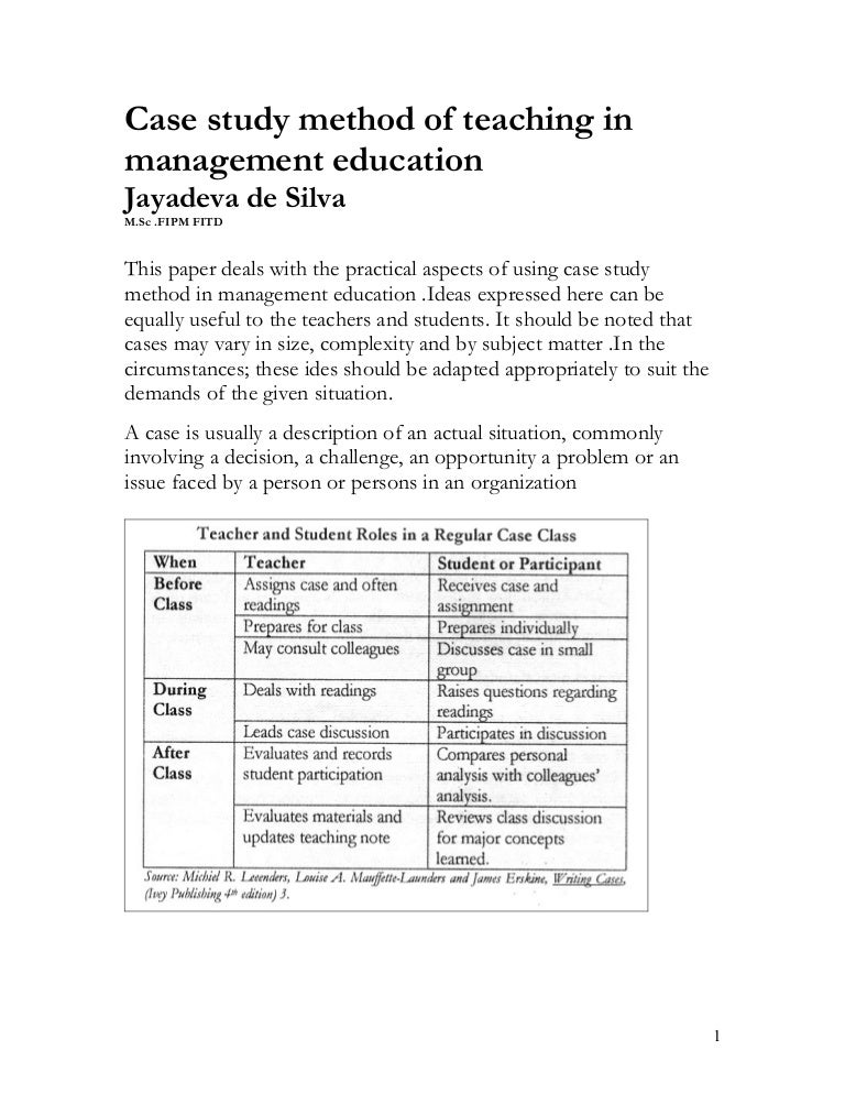 Case method for management training