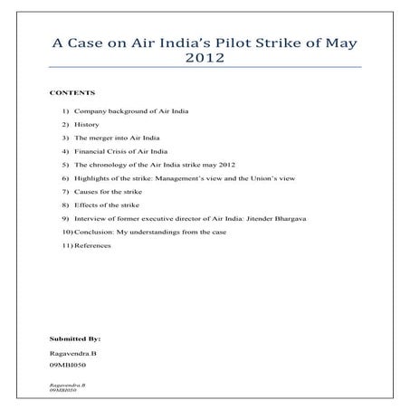 Analysis on Air India strike on May 2012 