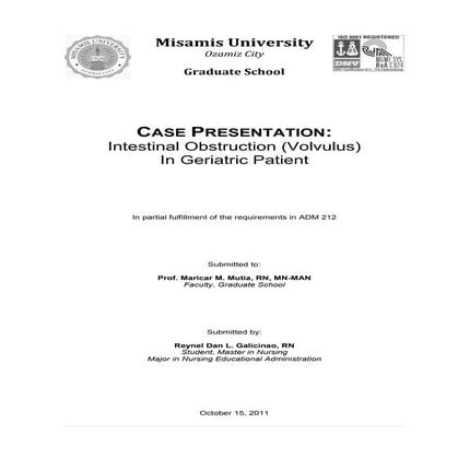 Case presentation volvulus in geriatric patient