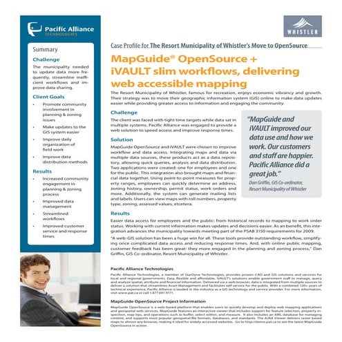 MapGuide® OpenSource + iVAULT slim workflows, delivering web accessible mapping