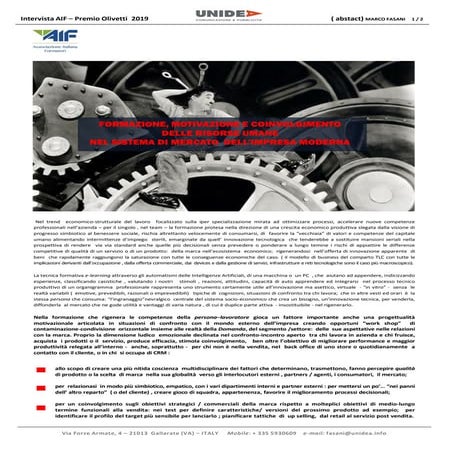 Marco Fasani - UNIDEA: MOTIVAZIONE E FORMAZIONE case history 2019