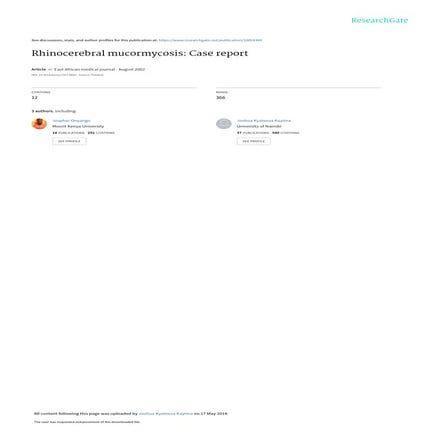 Case report 1 of mucormycosis [6] | PDF