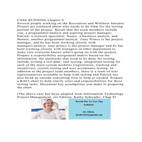 CASE RUNNING Chapter 9Several people working on the Recreation a.docx